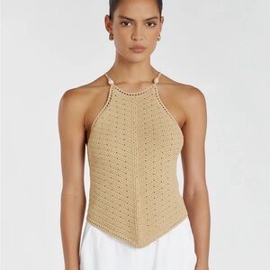 DISSH, Morgan Natural Crochet Top, Natural, Medium, Unworn with Tags